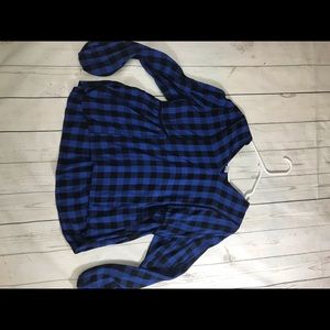 Old Navy Blue and Black Buffalo Plaid Top
